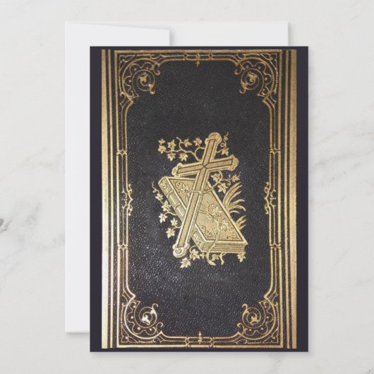 ボーイ確認金ゴールドクロス&ブックエレガントヴィンテージ 招待状 (裏面)