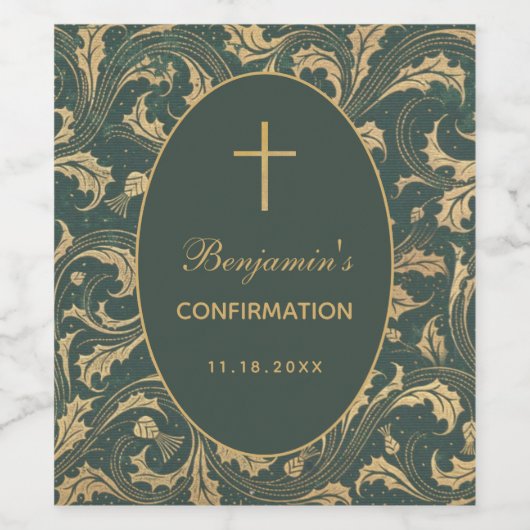 ボーイ確認金ゴールドシスルクロスグエレガントリーン ワインラベル (シングルラベル)