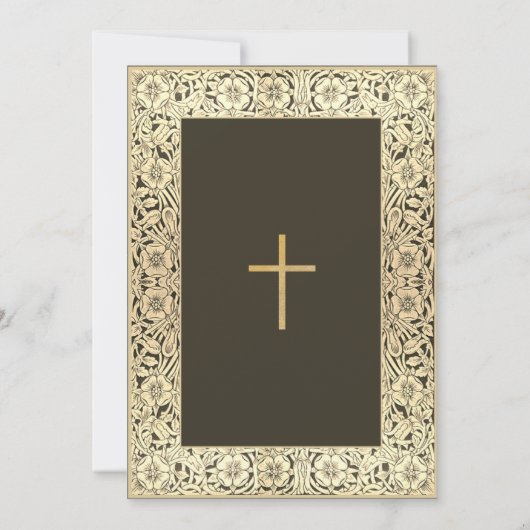 ボーイ確認黒金ゴールドエレガントヴィンテージフローラ 招待状 (裏面)