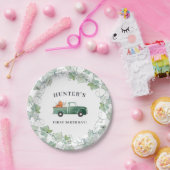 ボーイ秋誕生日グリーントラックアンドパンプキンスパーティー ペーパープレート (パーティー)