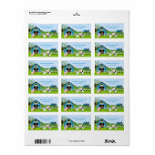 ボーイ納屋周囲の庭ファームアニマルズメッセージカード住所 シール (フルシート)