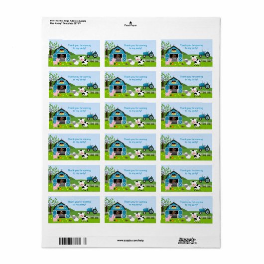 ボーイ納屋周囲の庭ファームアニマルズメッセージカード住所 シール (フルシート)