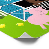 ボーイ納屋周囲の庭ファームアニマルズ誕生日バナー ポスター (角)