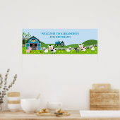 ボーイ納屋周囲の庭ファームアニマルズ誕生日バナー ポスター (キッチン)