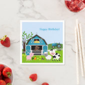 ボーイ納屋周囲の庭ファームアニマルズ誕生日紙ナプキンス スタンダードカクテルナプキン (インサイチュ)