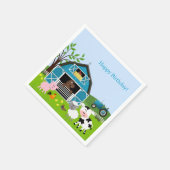 ボーイ納屋周囲の庭ファームアニマルズ誕生日紙ナプキンス スタンダードカクテルナプキン (角)