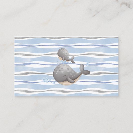 ボーイ航海のクジラ赤ちゃんシャワーおむつラッフルカード エンクロージャーカード (裏面)