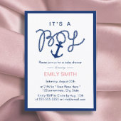 ボーイ航海のネイビーブルーいかりベビーシャワー 招待状