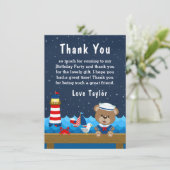 ボーイ航海のベアーレッド&ネイビー誕生日パーティー サンキューカード (スタンド正面)