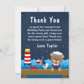 ボーイ航海のベアーレッド&ネイビー誕生日パーティー サンキューカード (正面)