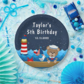 ボーイ航海のベアーレッド&ネイビー誕生日パーティー ペーパープレート (パーティー)