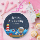 ボーイ航海のベアーレッド&ネイビー誕生日パーティー ペーパープレート (パーティー)