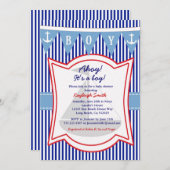 ボーイ航海のベイビーシャワー招待状セーリングいかり 招待状 (正面/裏面)
