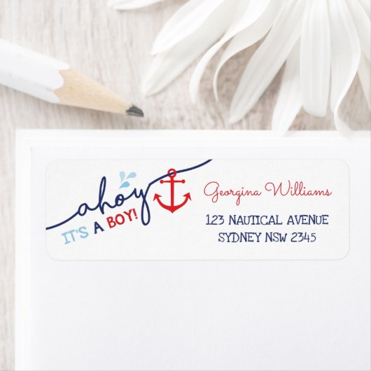 ボーイ航海のベビーシャワーアホイ差出人住所 ラベル (インサイチュ)