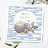 ボーイ航海のホエールブルー夏の男の子の赤ちゃんシャワー スタンダードカクテルナプキン