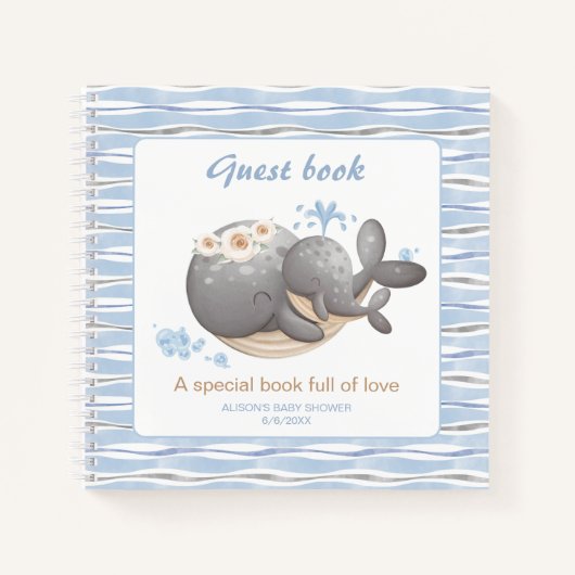ボーイ航海のホエールベビーシャワーゲストブック ノートブック (正面)