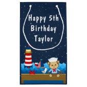 ボーイ航海のモンキーレッド&ネイビーハッピーバースデー スモールペーパーバッグ (裏面)