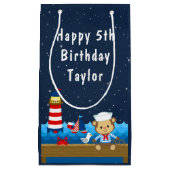 ボーイ航海のモンキーレッド&ネイビーハッピーバースデー スモールペーパーバッグ (正面)