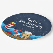 ボーイ航海のモンキーレッド&ネイビー誕生日パーティー ペーパープレート (アングル)