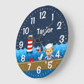 ボーイ航海のモンキーレッド&ネイビー ラージ壁時計 (傾斜)