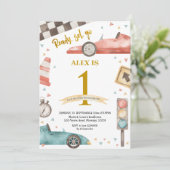 ボーイ誕生日レーシングカー招待状 招待状 (スタンド正面)