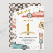 ボーイ誕生日レーシングカー招待状 招待状 (正面/裏面)