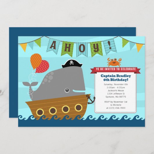 ボーイ誕生日招待状 招待状 (正面/裏面)