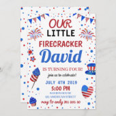 ボーイ誕生日USAアメリカンフィラクカー7月4日 招待状 (正面/裏面)