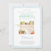 ボーイ農家マーケットベジタブルスタンド誕生日 招待状 (正面)