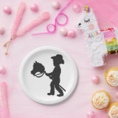 ボーイ遊ズカウボーイ-背景色の選択 ペーパープレート (パーティー)