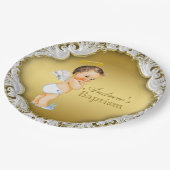 ボーイ金ゴールドエンジェルバプテスマ《キリスト教》洗礼式や命名式 ペーパープレート (アングル)