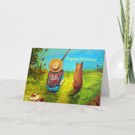 ボーイ魚釣りカスタム誕生日 カード (正面)