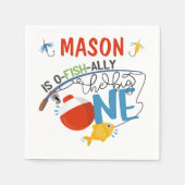 ボーイ魚釣りザビッグワン誕生日紙ナプキンス スタンダードカクテルナプキン (正面)