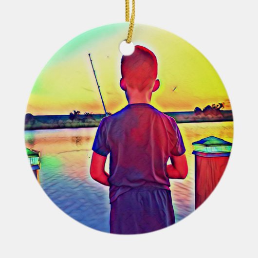 ボーイ魚釣り セラミックオーナメント (正面)