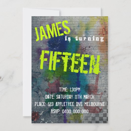 ボーイ10代のグラフィティ招待状 招待状 (正面)