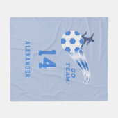 ボーイ10代のスポーツサッカーボールアスリートパーソナライズされた フリースブランケット (正面(横))
