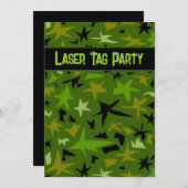 ボーイ10代のズ迷彩柄スターズレーザーラベルパーティの招待状 招待状 (正面/裏面)