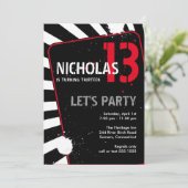 ボーイ10代のパーティの招待状 |黒、白、赤 招待状 (スタンド正面)