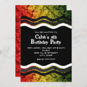 ボーイ10代のレッドイエローグリーン煙パーティの招待状 招待状 (正面/裏面)