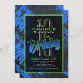 ボーイ10代の誕生日 招待状 (正面/裏面)