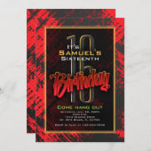 ボーイ10代の誕生日 招待状 (正面/裏面)