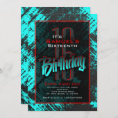 ボーイ10代の誕生日 招待状 (正面/裏面)