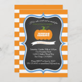 ボーイ1stバースデーパンプキン秋パーティの招待状 招待状 (正面/裏面)