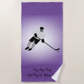 ボーイ・アイス・ホッケー・プレーヤー   ビーチタオル (正面)