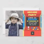 ボーイ·アーケード·パーティーレトロゲーム誕生日(写真付き) 招待状 (正面)