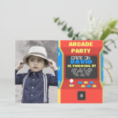 ボーイ·アーケード·パーティーレトロゲーム誕生日(写真付き) 招待状 (スタンド正面)