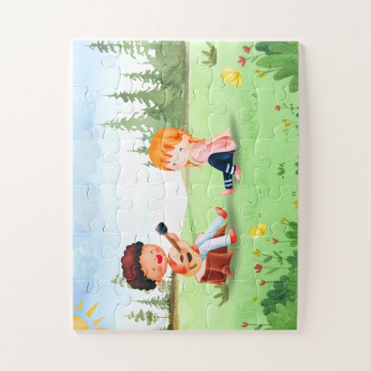 ボーイ&ガールガーデカラフルンアート子供へおもしろい遊&B ジグソーパズル (縦)