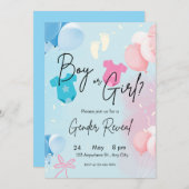 ボーイ/ガールパステルジェンダーリビール招待状 招待状 (正面/裏面)