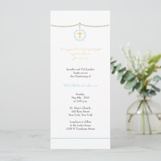 ボーイ《キリスト教》洗礼式や命名式招待状 招待状 (スタンド正面)