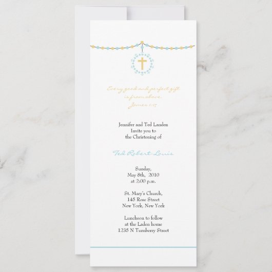 ボーイ《キリスト教》洗礼式や命名式招待状 招待状 (正面)